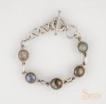 Round Labradorite Bracelet set in Sterling Silver